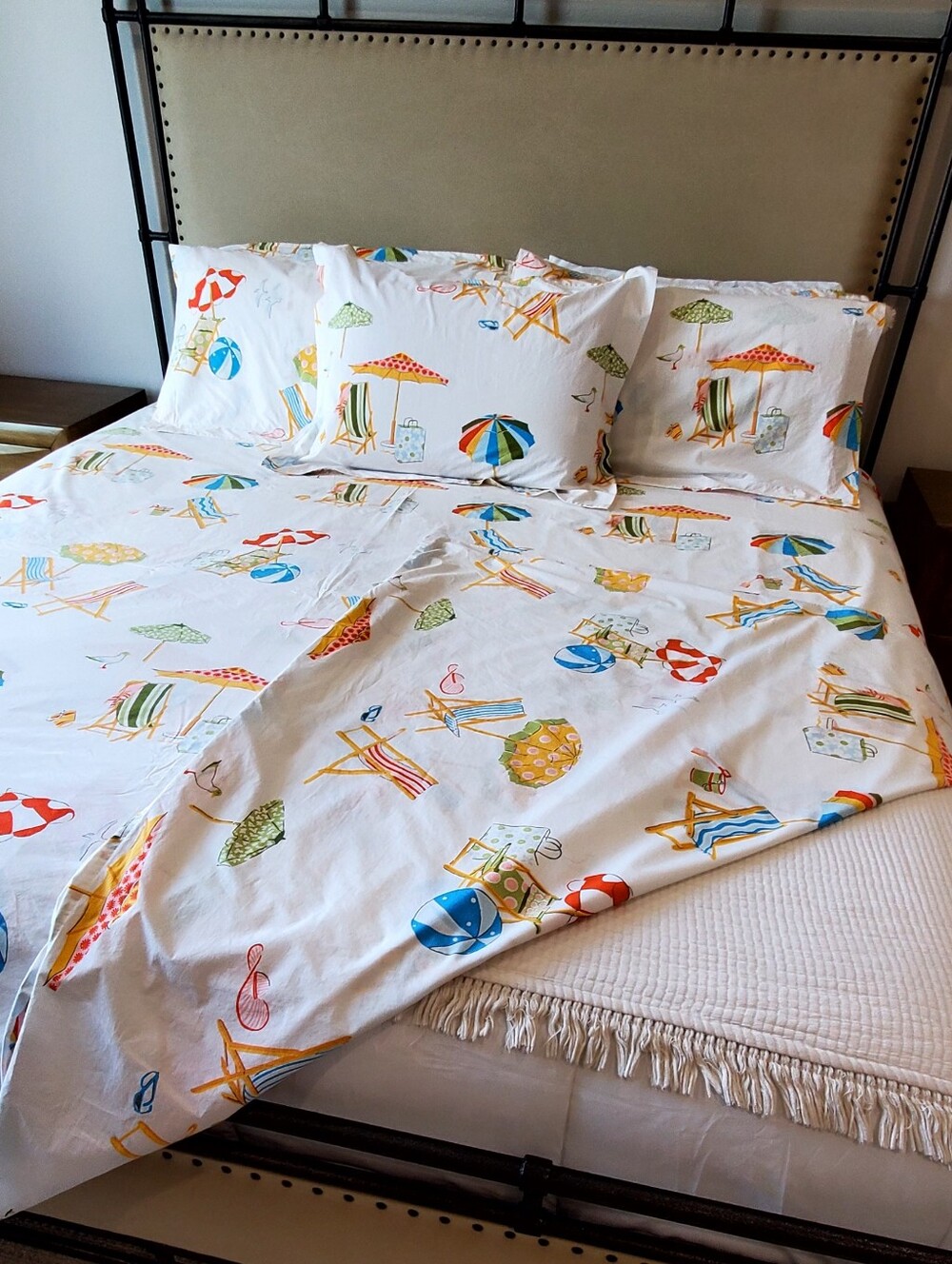 Company Store Whimsy Beach Motiff Org. Cotton Percale 7 Pc. King Bedding Set - Picture 6 of 14